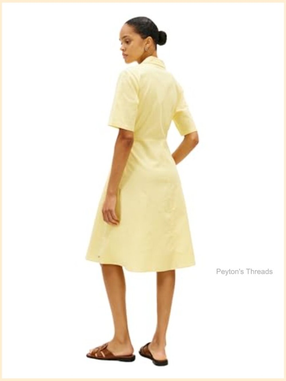 Short Sleeve Linen Shirt Midi Dress with Pockets - Picture 4 of 5